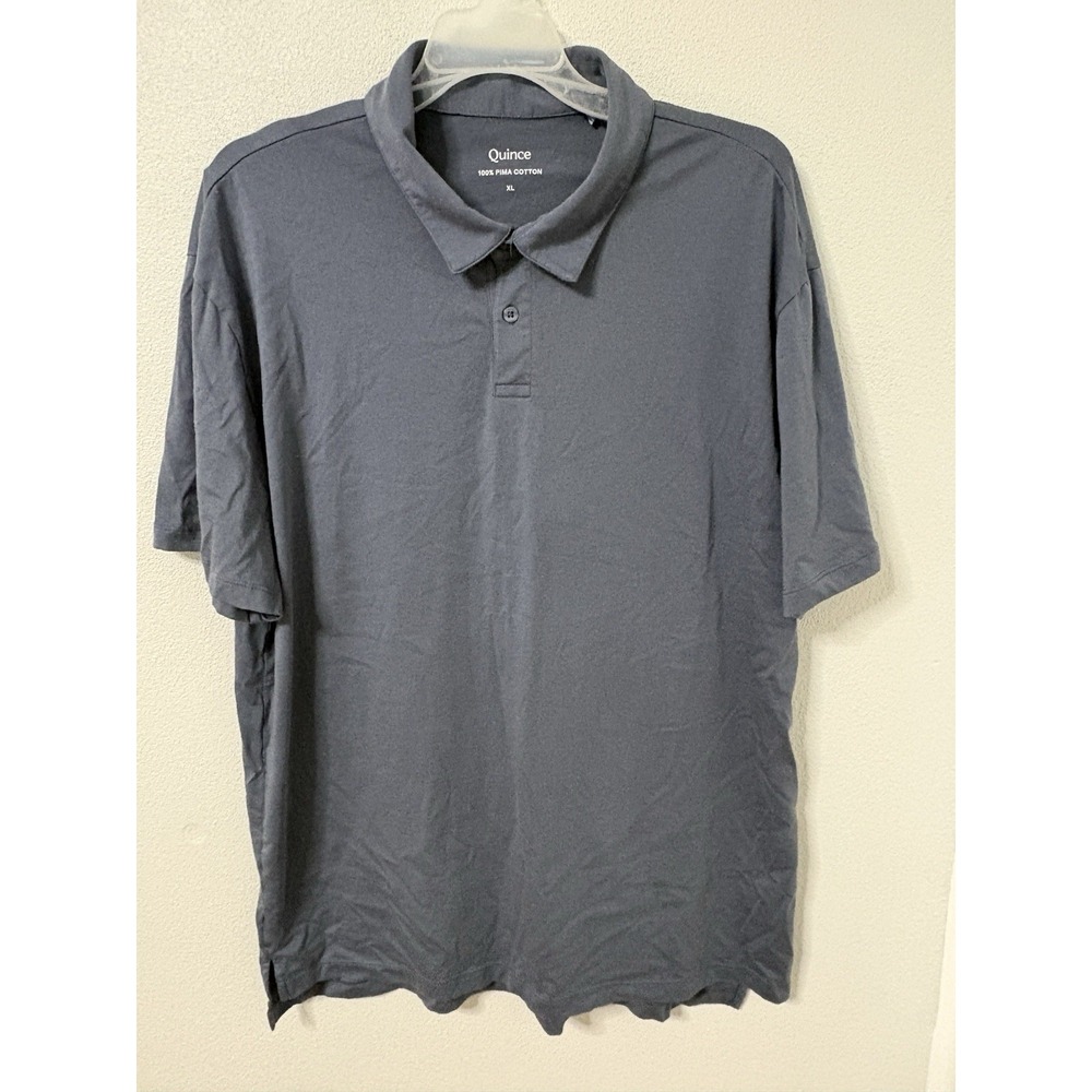 Quince Pima Cotton Luxe Touch Polo Shirt Mens Size XL Faded Indigo
